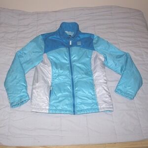 Lands' End Puffer Jacket Lightweight Quilted Full Zip Coat‎ Blue White S
